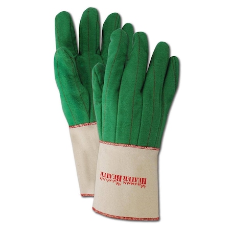 Magid Textile Gloves, Cotton, Gauntlet Cuff Green, XL, 12 PK G399JGT